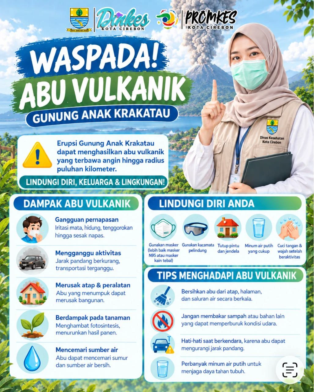 WASPADA SEBARAN ABU VULKANIK AKIBAT ERUPSI (SEPERTI DARI AKTIVITAS GUNUNG ANAK KRAKATAU
